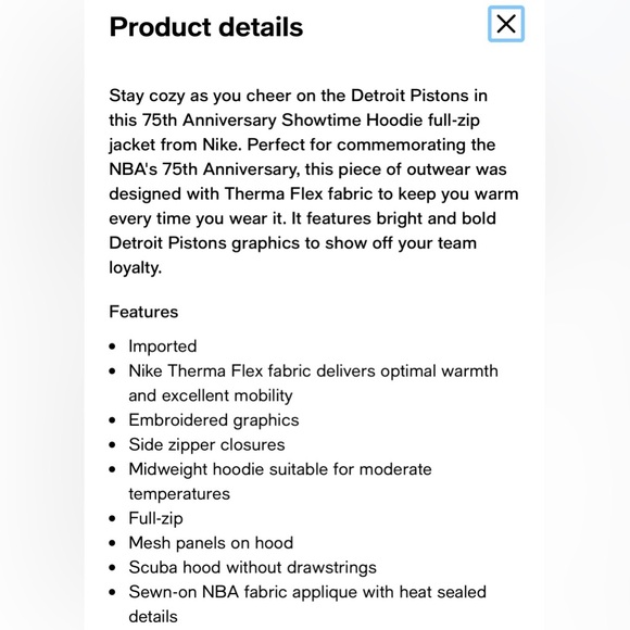 $140 XL-3XLT Nike Detroit Pistons 75th Anniversary NBA Showtime Hooded Jacket - Picture 14 of 14